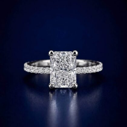 3.03ct Radiant Cut Lab Diamond Engagement Ring – 14K White Gold (IGI Certified)