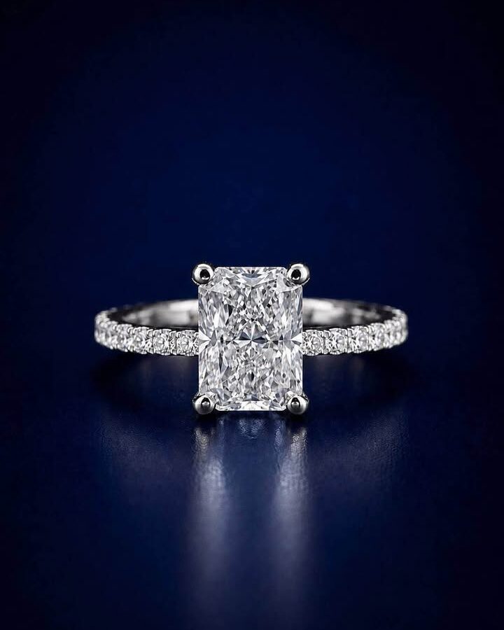 3.03ct Radiant Cut Lab Diamond Engagement Ring – 14K White Gold (IGI Certified)