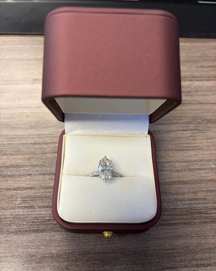 3.00 CT Marquise Lab Diamond Engagement Ring – 14K White Gold – Size 7 – IGI Certified