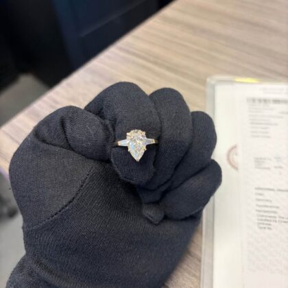 3.01 Carat Pear Brilliant Cut Lab Diamond Ring F VS1