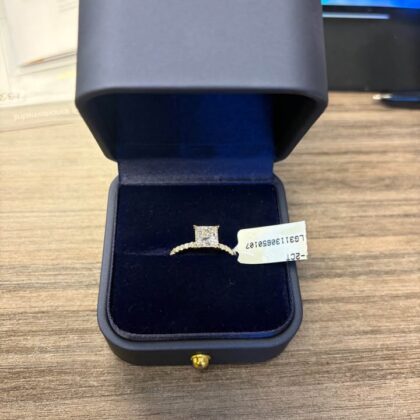 1.96 CT Princess Cut IGI Diamond Engagement Ring – 14k Yellow Gold Pave (Size 7)