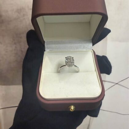 The Dream Ring: 3.01ct F/VVS2 Oval Diamond with Hidden Halo in 14K White Gold