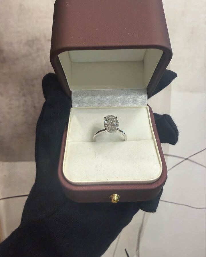 The Dream Ring: 3.01ct F/VVS2 Oval Diamond with Hidden Halo in 14K White Gold